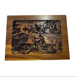 Vintage Carved Wood Card Box